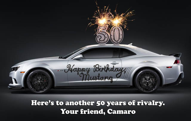 Chevy Camaro Ucapkan Selamat Ultah pada Ford Mustang  