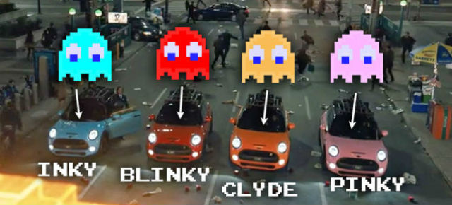 Pertarungan Mini Coopers Versus Pac-Man dalam "Pixels Movie"  