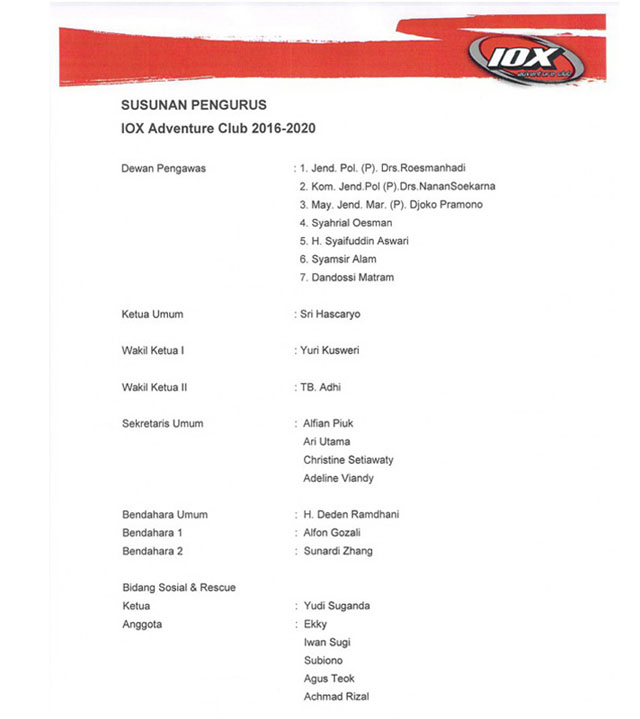 IOX Adventure Club Lantik Pengurus Periode 2016-2020  
