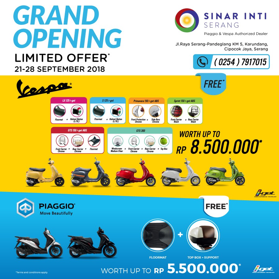 Beli Vespa di Serang Gratis Aksesori Rp 8,5 Juta!  