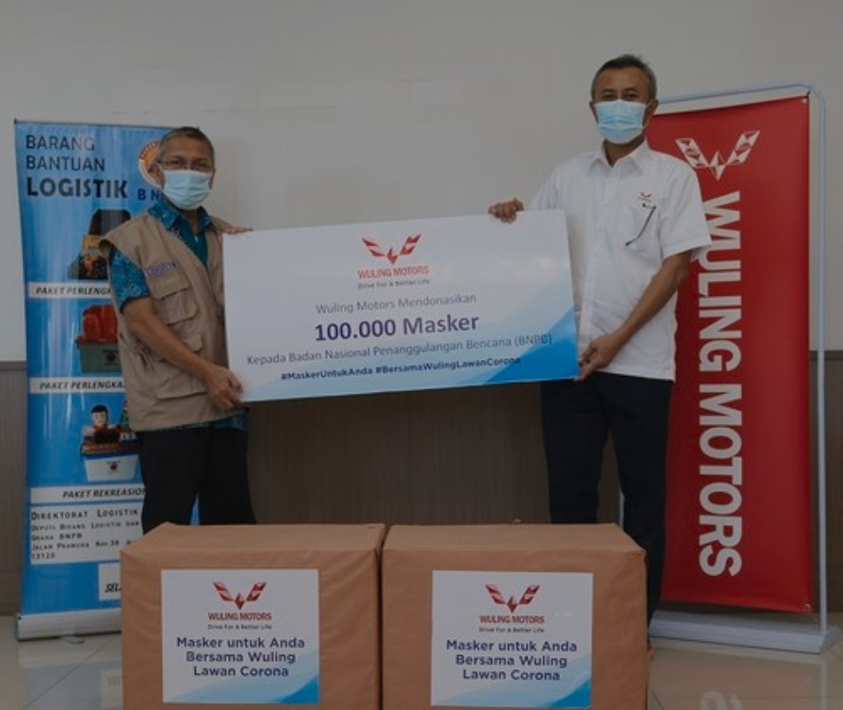 Wuling Donasikan 100 Ribu Masker, Kepada BNPB  