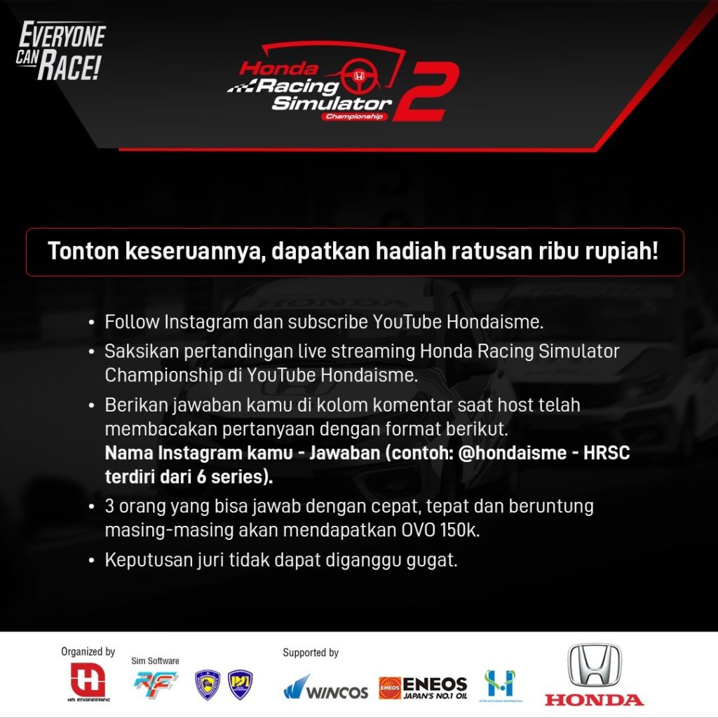 Honda Racing Simulator Championship Seri Perdana Telah Dimulai  