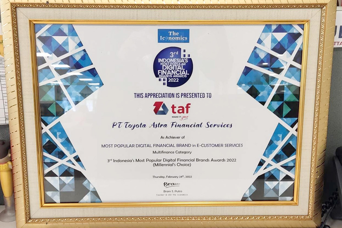 Terus Berinovasi, TAF Sabet 'Digital Finance Brand Award 2022' 